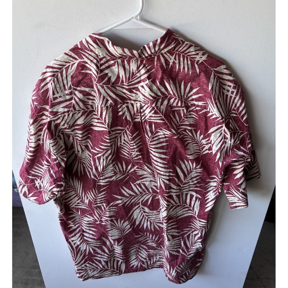 Cooke Street Honolulu Mens XL Hawaiian Shirt Burgundy Palm Leaf Made in HI - Picture 7 of 9